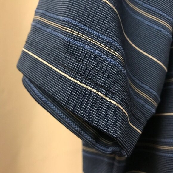 Palmer Golf Polo Shirt Mens Size Large (44) Navy Blue Stripes Collar Polyester - Picture 5 of 10